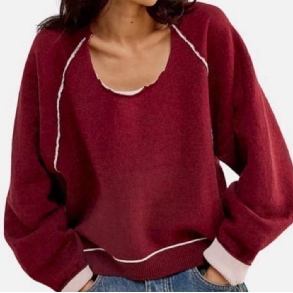 NWOT We The Free Midnight Pullover - Sz XS/Burgundy